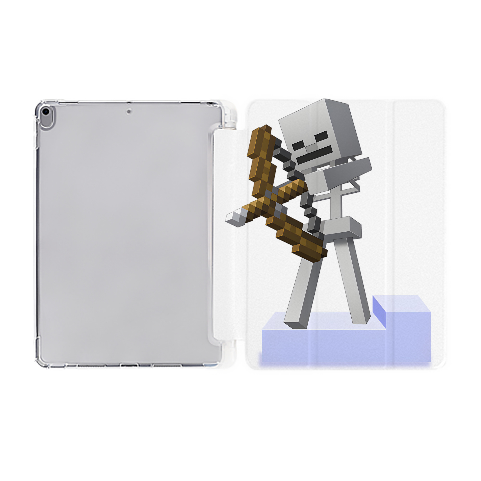 （画像用） マインクラフト ブロックの世界 Minecraft MC Block world IPad ケース ペン収納付き 三つ折りスタンド PUレザー×シリコン 対応機種9.5/10.5/10.9インチ